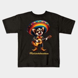 Mariachihuahua Funny Mariachi Chihuahua Traditional Guitar player Sombrero Kids T-Shirt